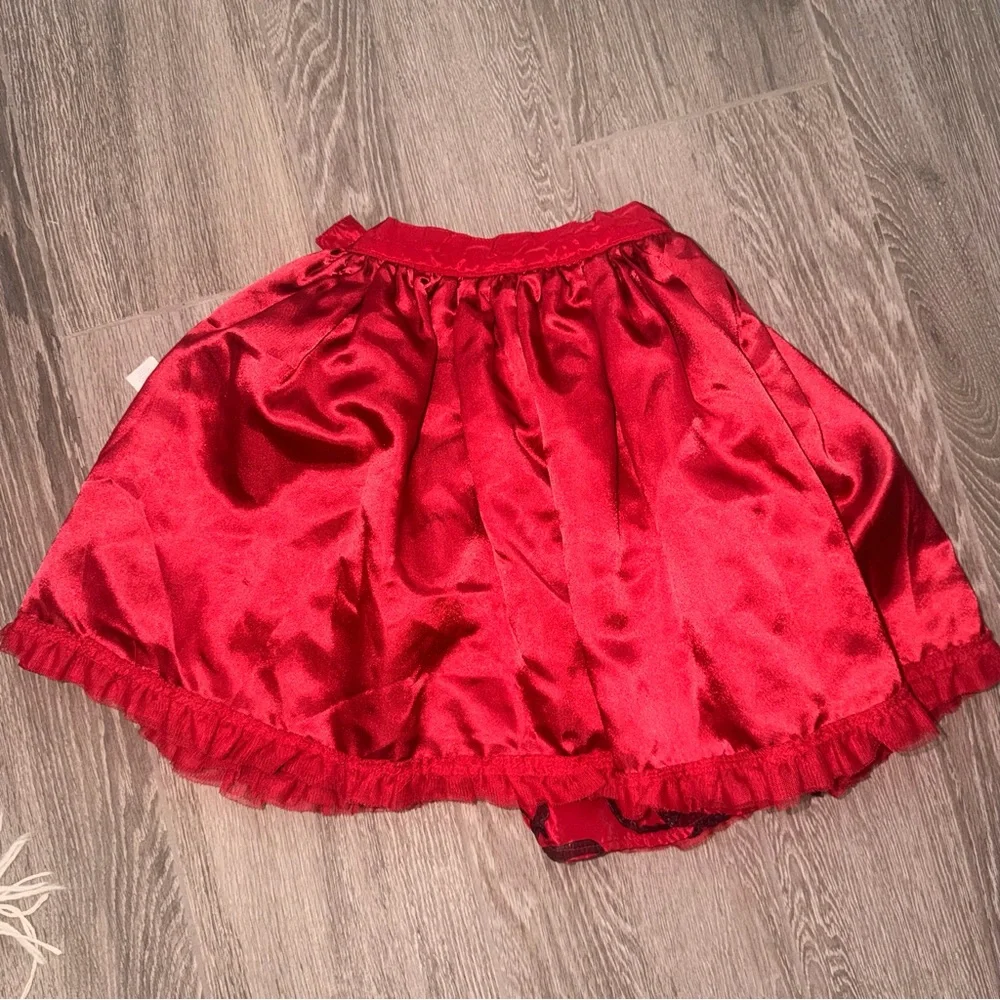 Children's Place Red Satin Skirt Black Ribbon Crinoline Size 5